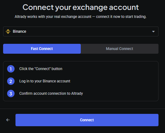 Select Binance from the exchange list