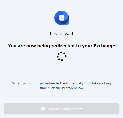 Redirect message that is displayed after clicking Connect