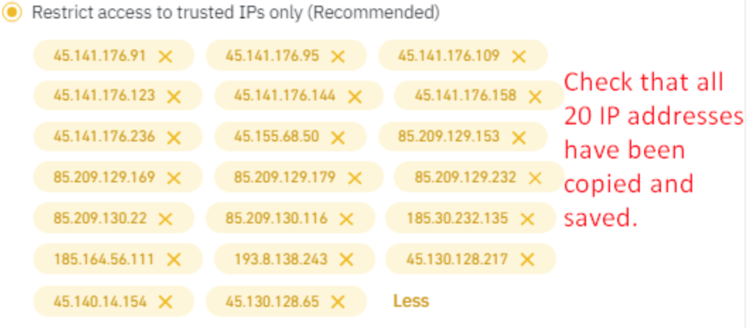 Confirming the IP addresses were added