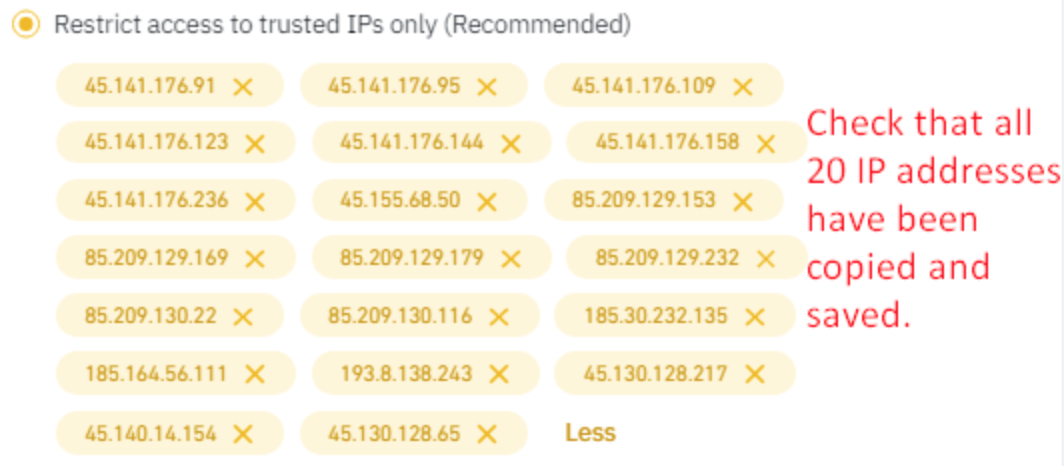 Checking all 20 IP addresses were added