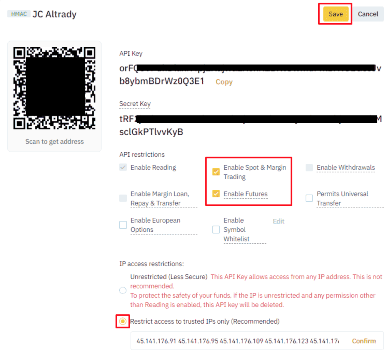 Saving the added IP addresses