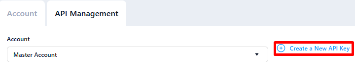 Create a new API key button