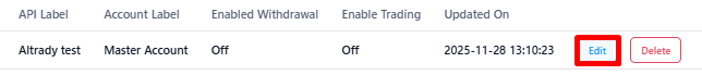 Edit button next to the API key