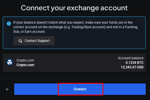 Clicking Connect in Altrady