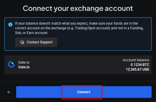 Click Connect to sync balances