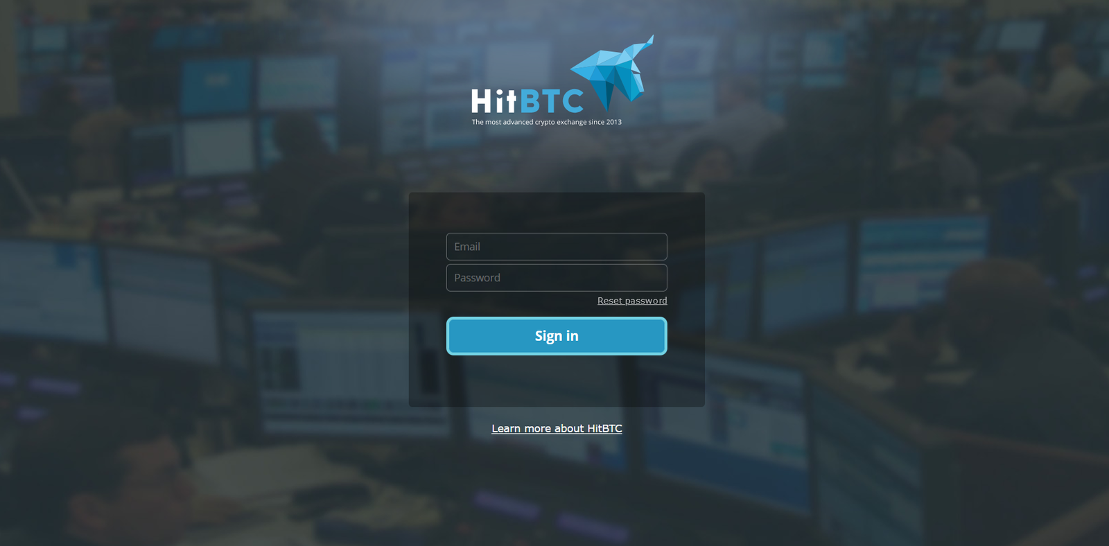 HitBTC sign-in page