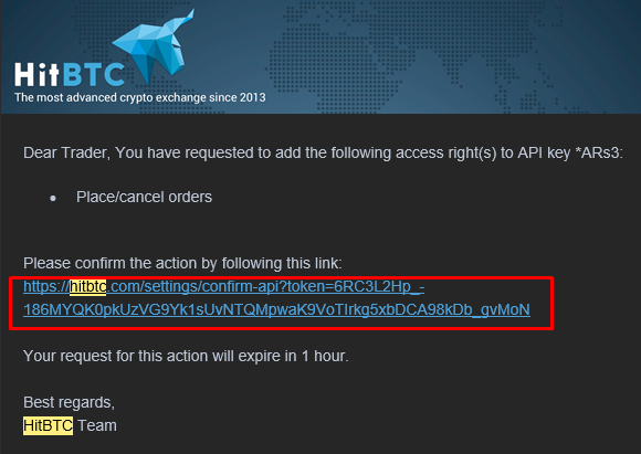 API key created confirmation