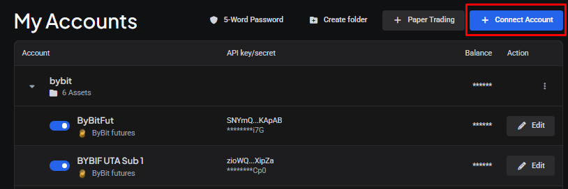 Connect Account button
