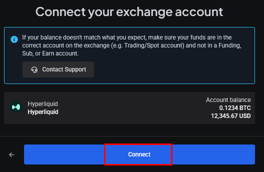 Confirming the connection in Altrady