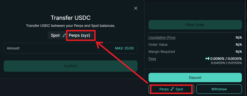 Transfer funds to the XSZ wallet