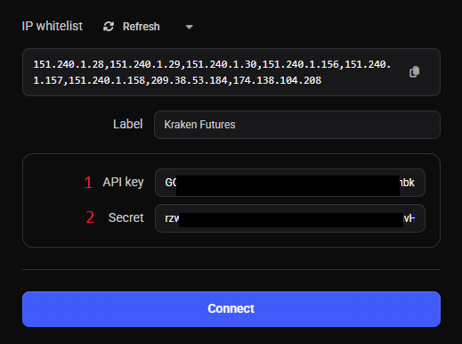 Pasting the Public and Private keys into Altrady