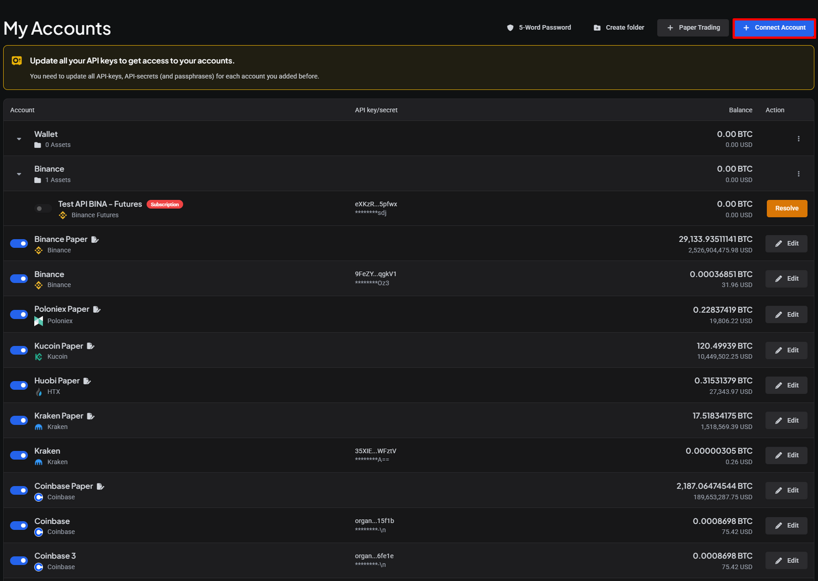 Add Account button