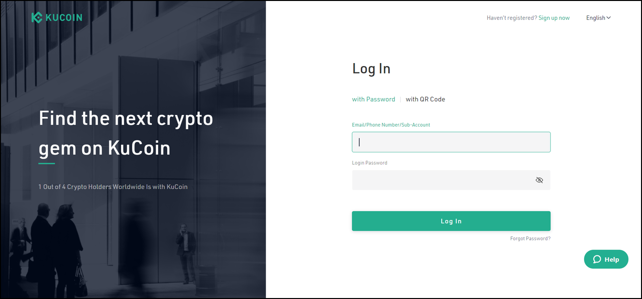 KuCoin login page