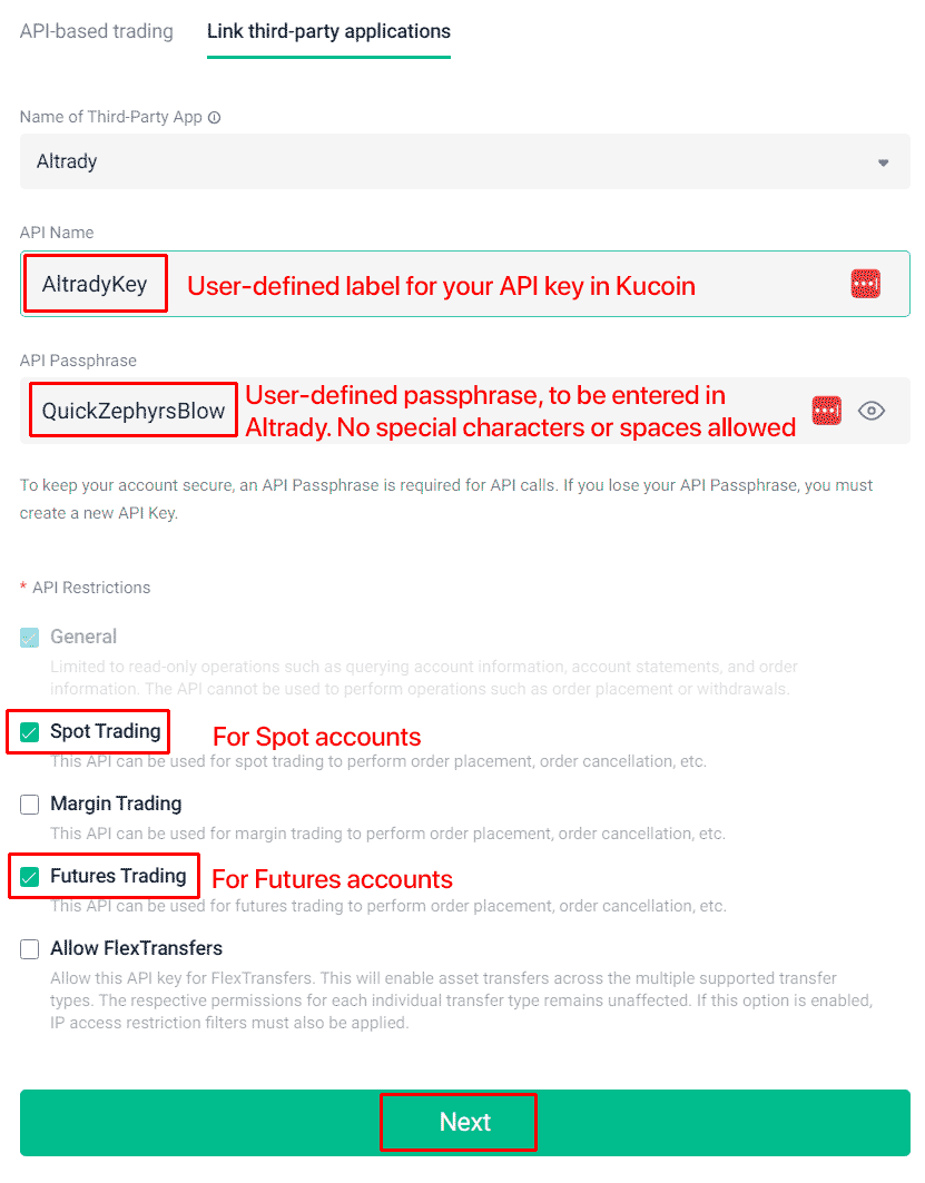 Enabling Spot or Futures trading permissions
