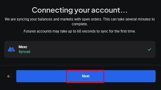 Click Next to finish the connection