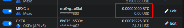 Balance not yet shown next to the API key