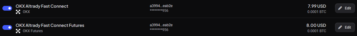 Connected Trading Account in Altrady