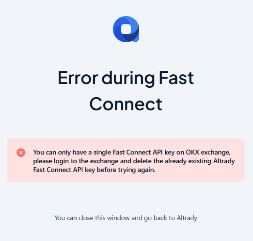 Error: Fast Connect key already exists