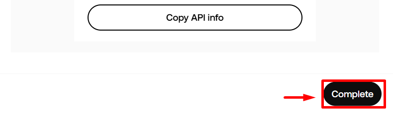 Complete button on OKX
