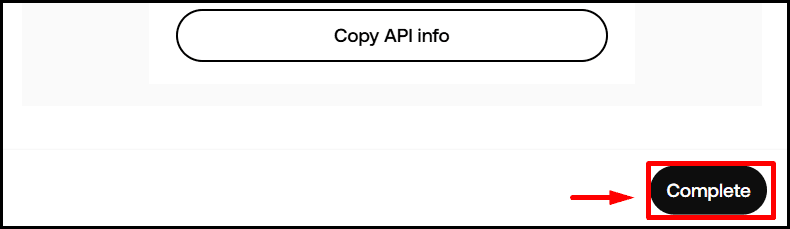 Complete button on OKX