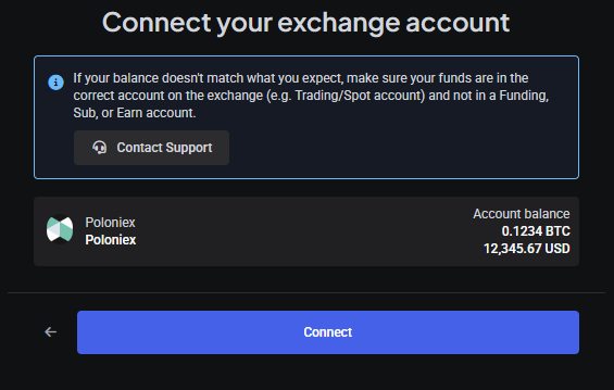 Saving the Poloniex connection in Altrady
