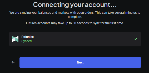 Finishing the Poloniex connection in Altrady
