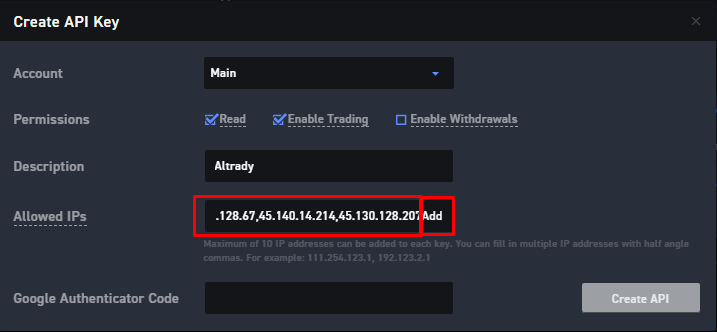 Paste the IP addresses, then click Add