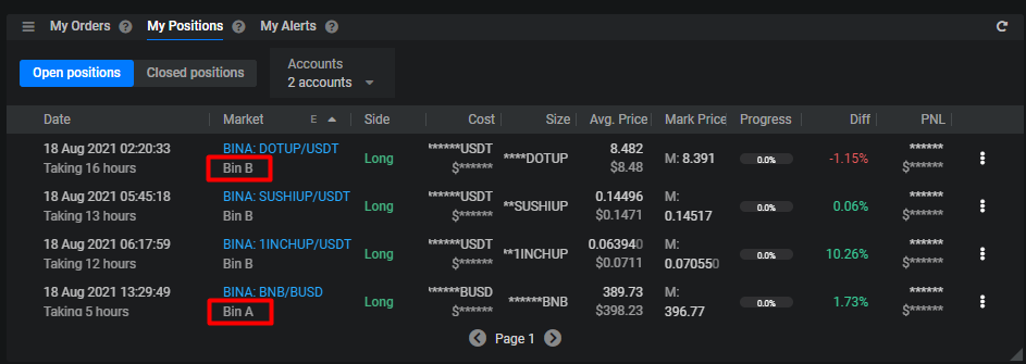 The Trading Account label is shown under the market name