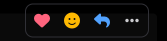 The hover toolbar on a message: heart to like, smiley for an emoji reaction, arrow to reply in thread, and the three-dot menu